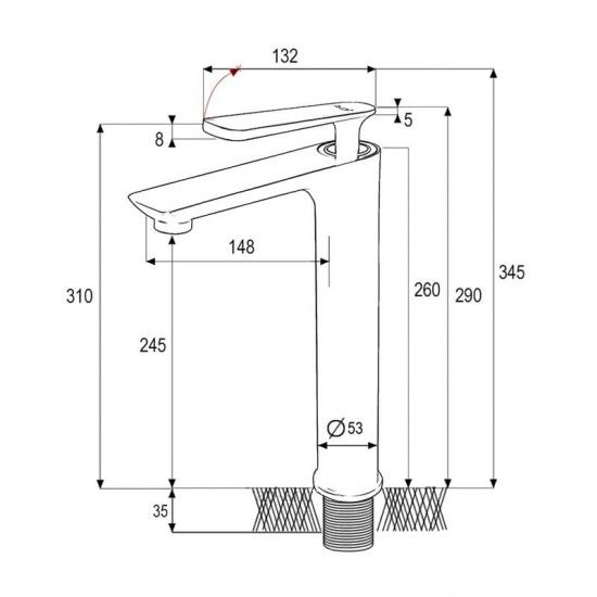 Смеситель для раковины высокий черный Frap F1052-57