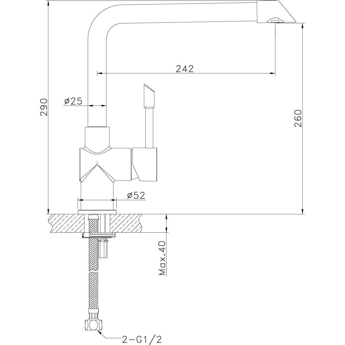 Смеситель для кухни с высоким поворотным изливом сталь Lemark Expert, LM5074S