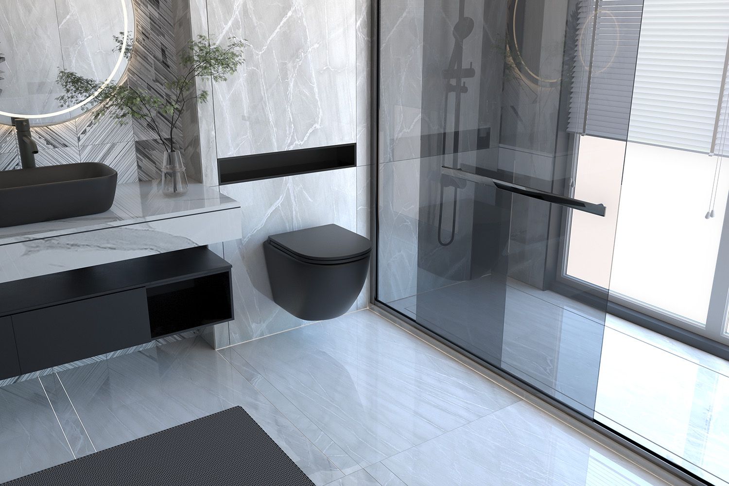 Унитаз подвесной безободковый черный матовый Abber Bequem, AC1100MB