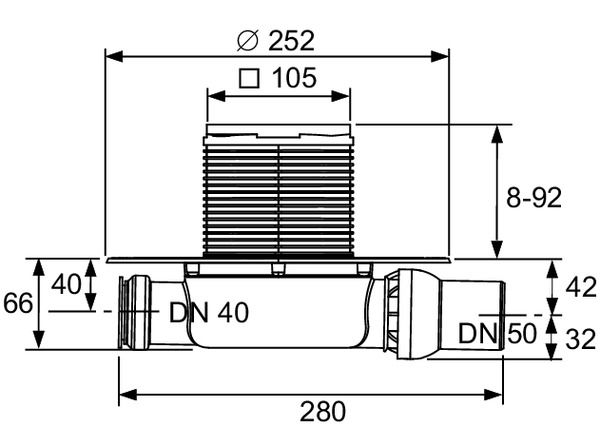 Трап низкий горизонтальный TECEdrainpoint S110, 3601100