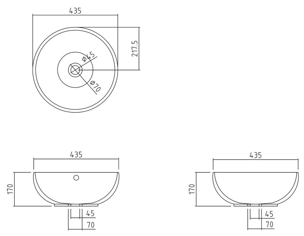Накладной умывальник Bravat Circle 43.5x43.5, C22283W