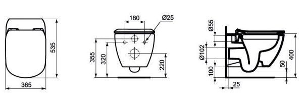 Подвесной унитаз Ideal Standard Tesi Rimless, T350301