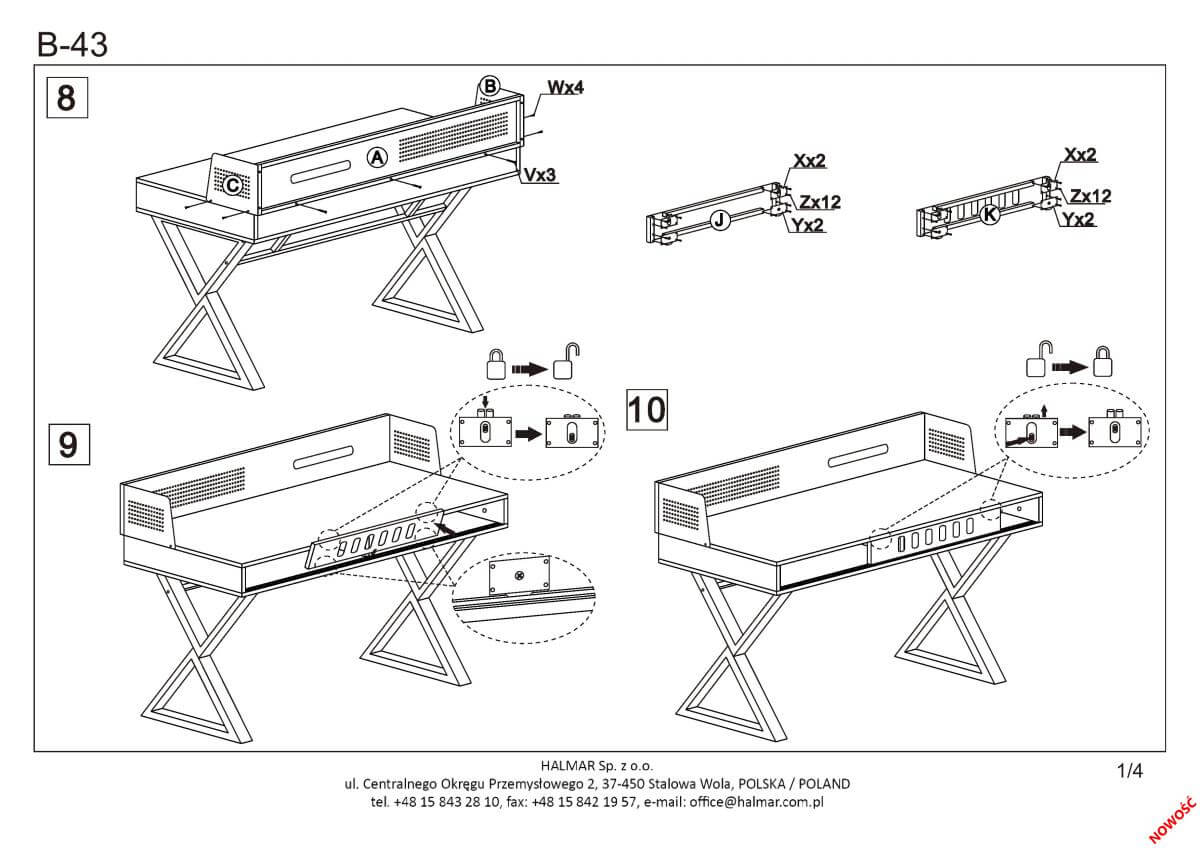 Стол компьютерный Halmar B43 дуб золотой, V-CH-B/43