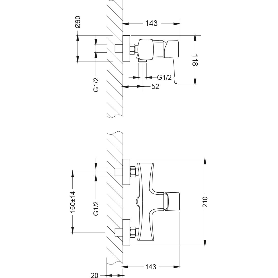 Смеситель для душа Lemark Evitta, LM0503C