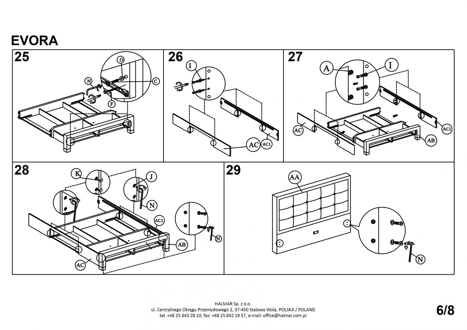 Кровать Halmar Evora бежевый 160/200, V-CH-EVORA-LOZ