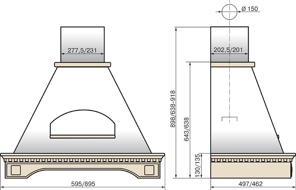 Кухонная вытяжка Elikor БЕЛЬВЕДЕР ФЛОРЕАЛЕ 60П-650-П3Д (бежевый/дуб неокрашенный), 943805