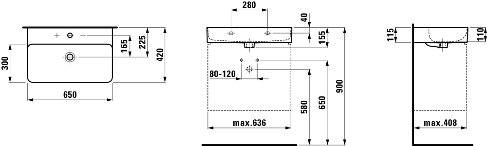 Раковина Laufen Val 65x42 LLC, 8.1028.4.400.104.1