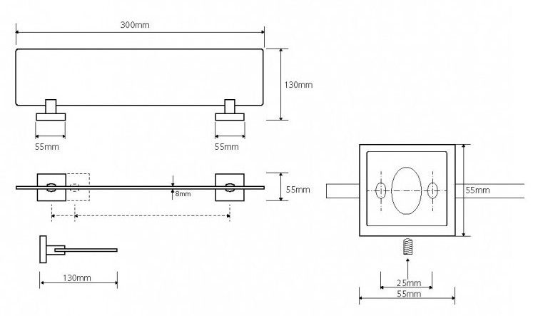 Стеклянная полка 30 см Bemeta Beta, 132122042