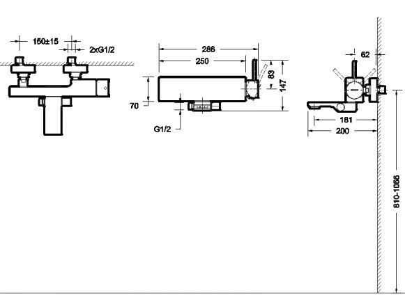 Смеситель для ванны Bravat Arc F66061K-01A