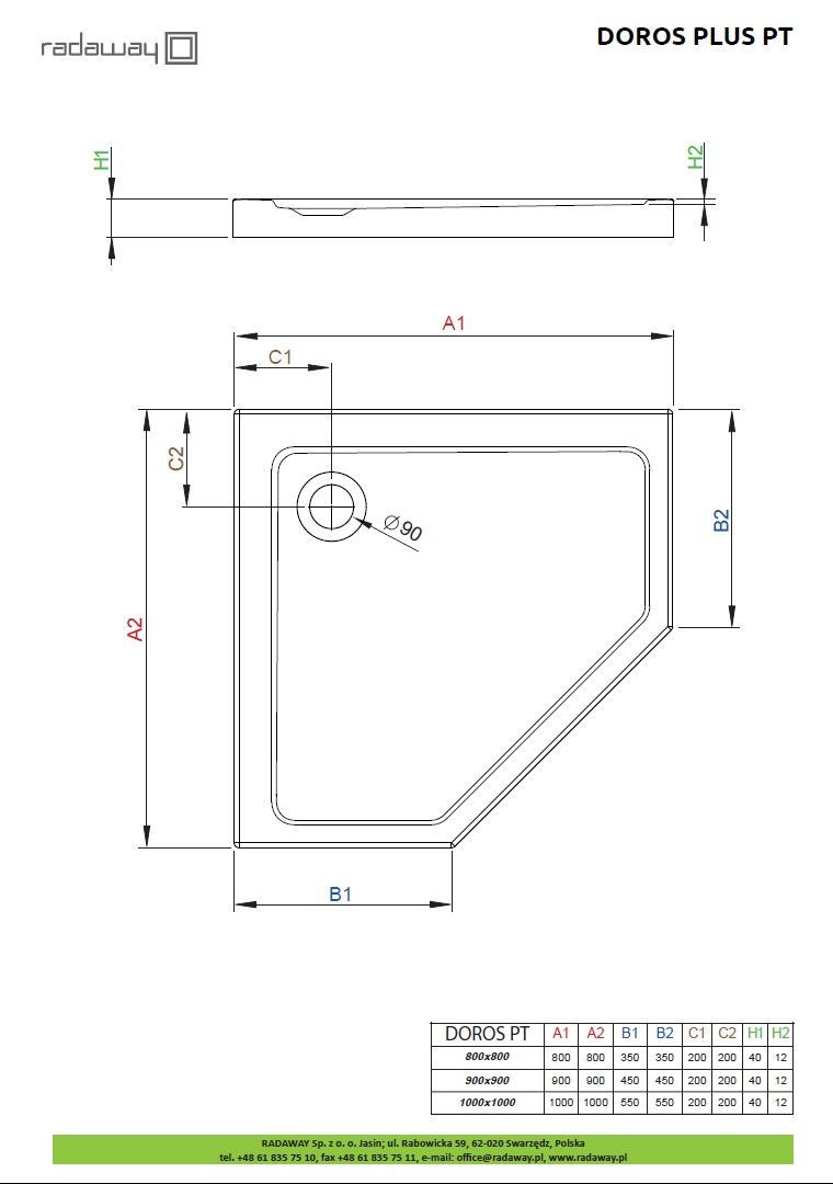 Душевой поддон Radaway Doros Plus PT