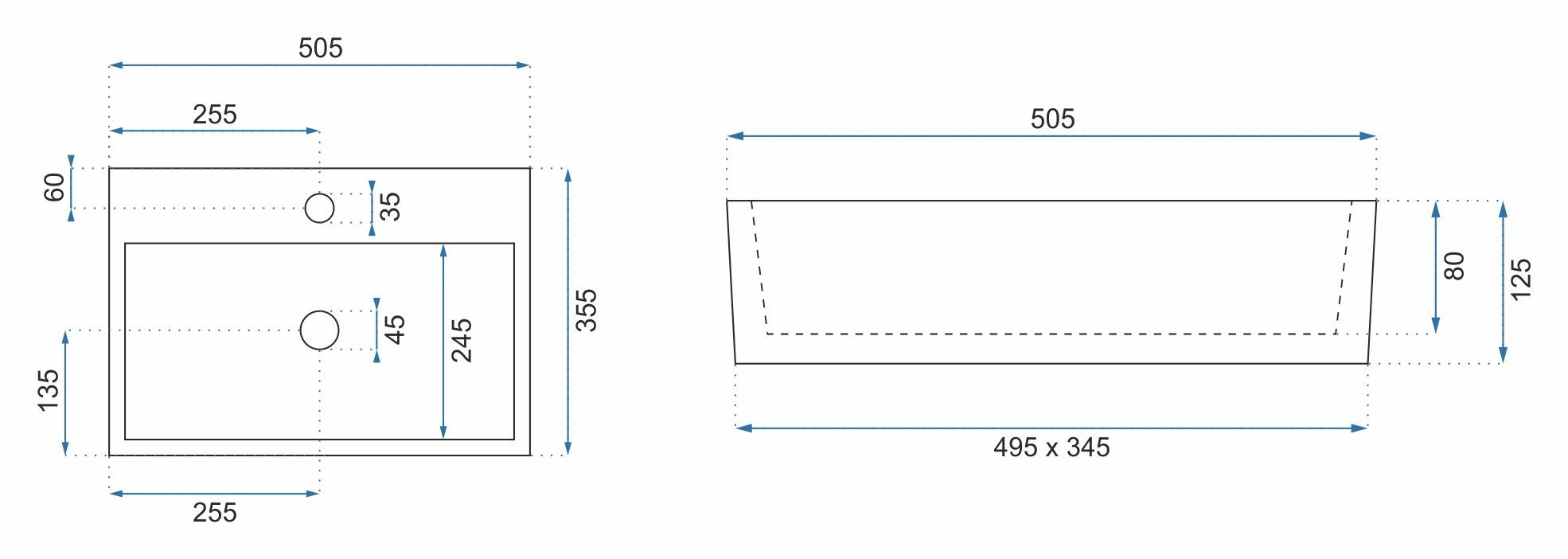 Умывальник Rea Valeria N 50.5x35.5, REA-U5000