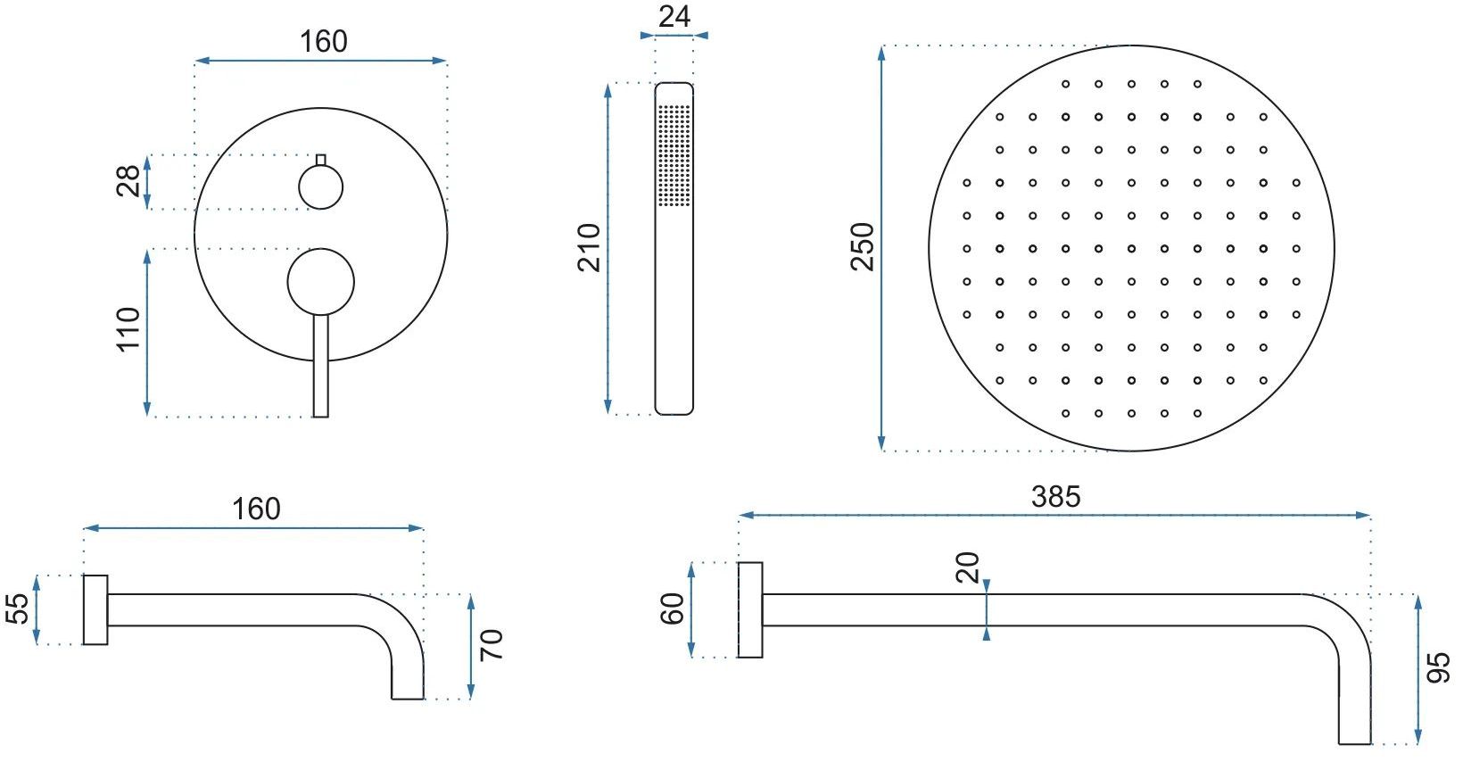 Душевая система Rea Lungo L.Gold, REA-P4125