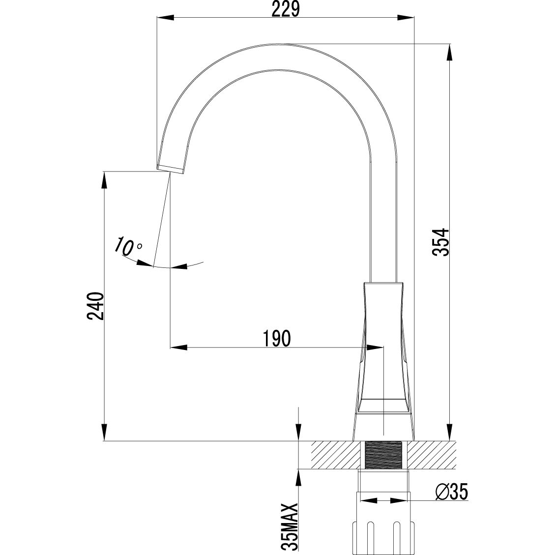Смеситель для кухни с высоким поворотным изливом Lemark Unit, LM4555C