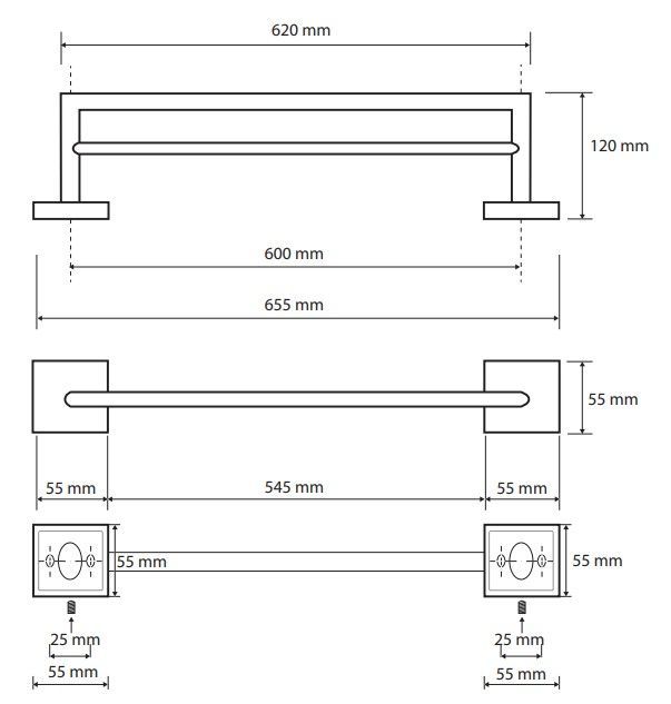 Двойной держатель полотенца 60 см Bemeta Beta, 132204052