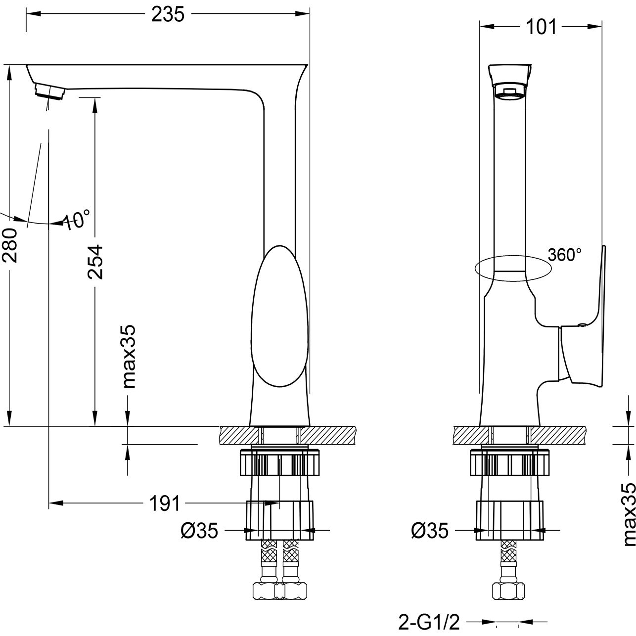 Смеситель для кухни с высоким поворотным изливом Lemark Nero, LM0205C