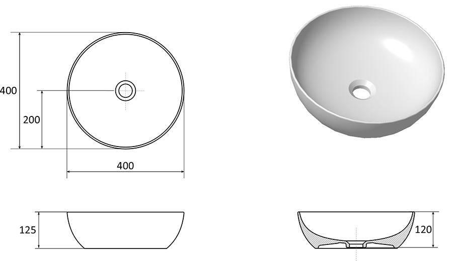 Умывальник Ravak Uni 400 B Slim 40x40, XJX01140003