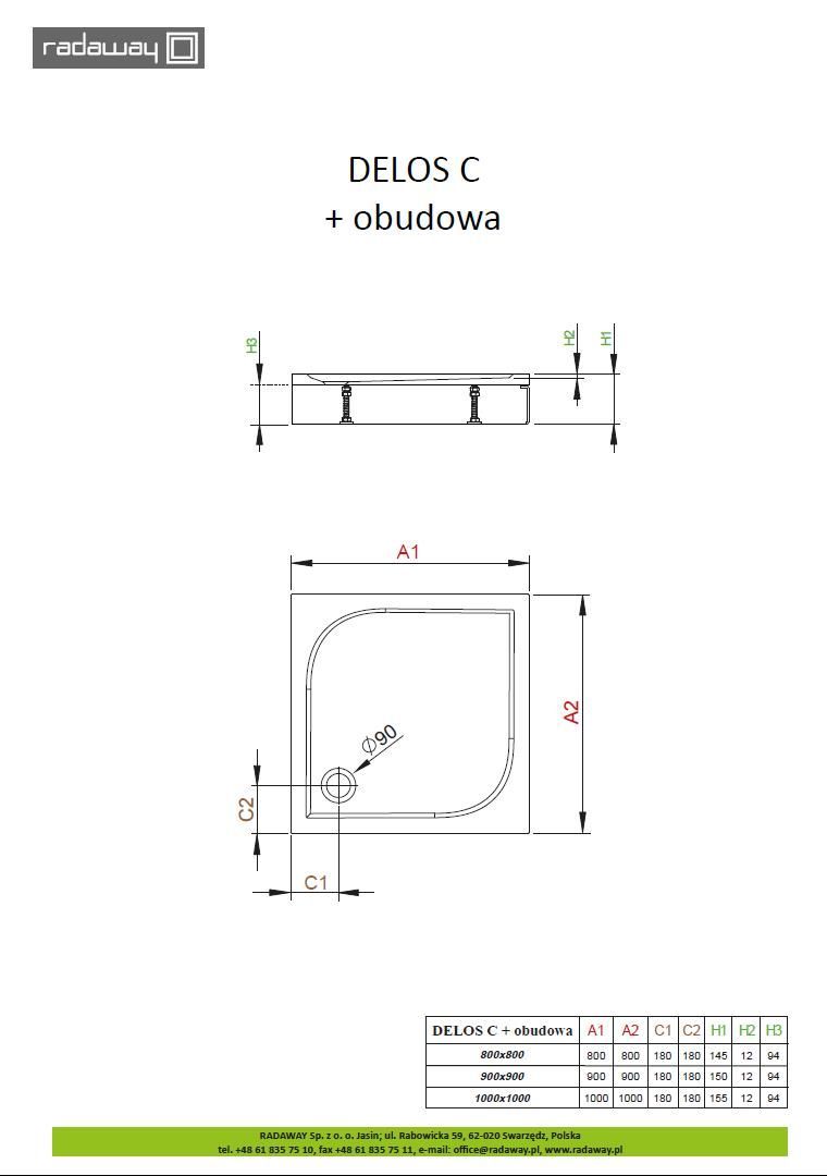 Душевой поддон Radaway Delos C со съемной панелью