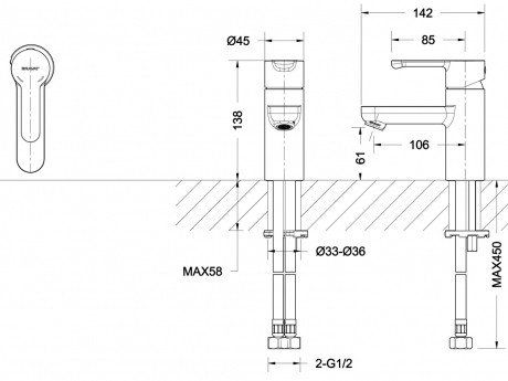 Смеситель для умывальника Bravat Stream F13783C-2