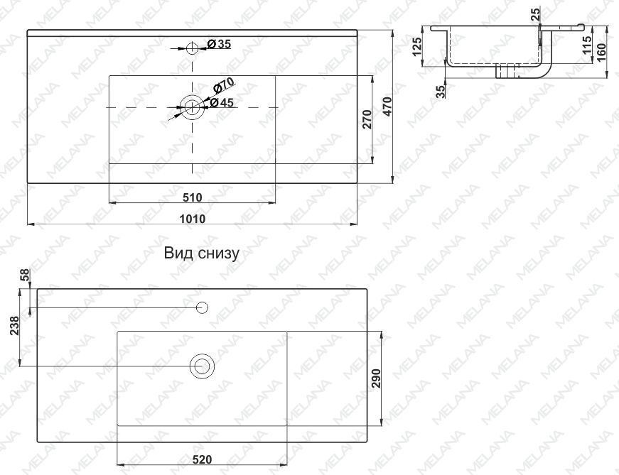 Раковина Melana MLN-E100 (9100E), 9100E-805