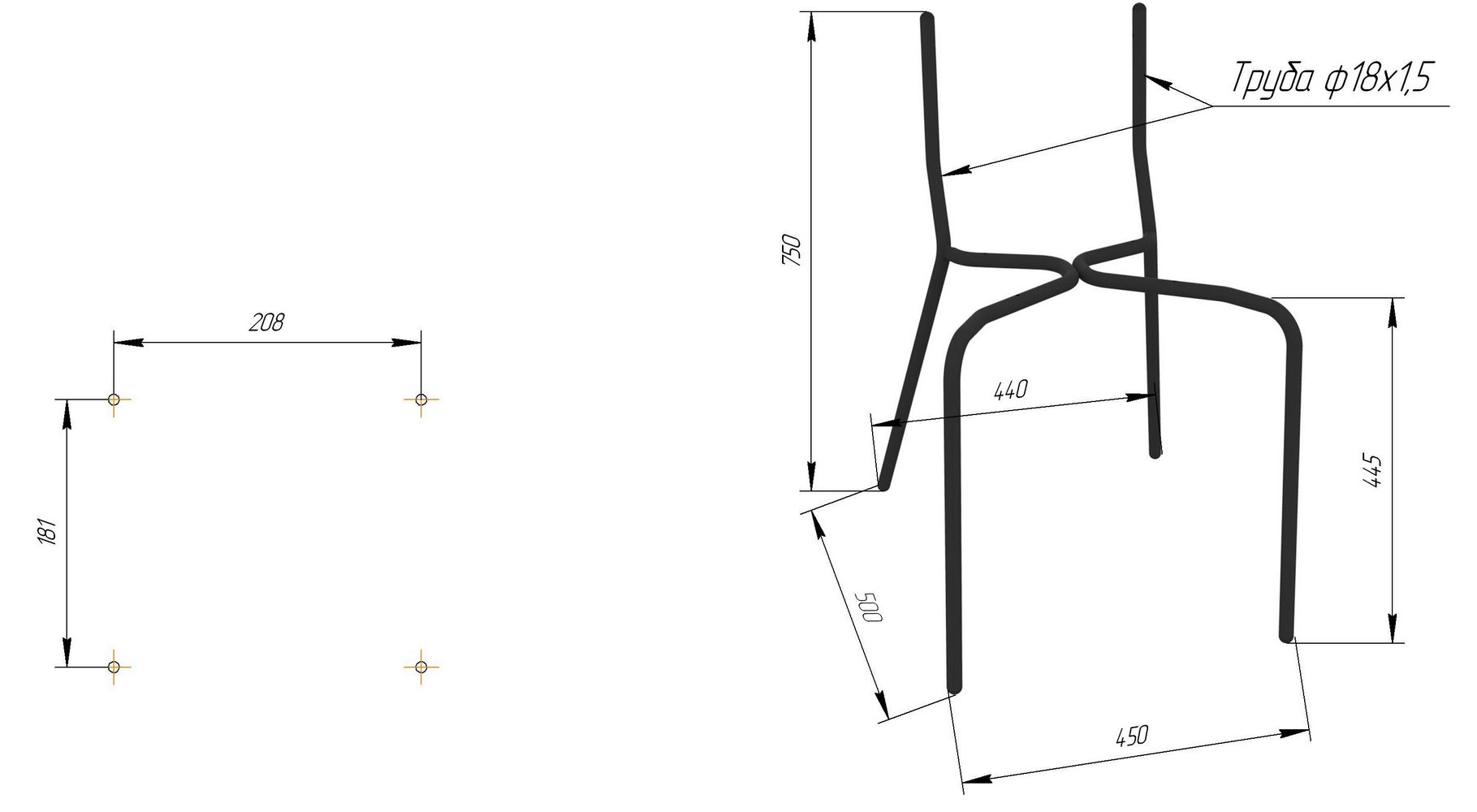 Каркас стула Sheffilton SHT-S85M черный муар, 147588
