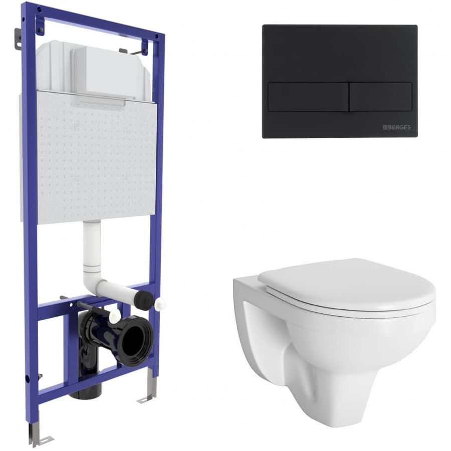 Комплект Berges Novum, кнопка L5 Soft Touch черная, унитаз Gamma, сиденье Gamma, 042426