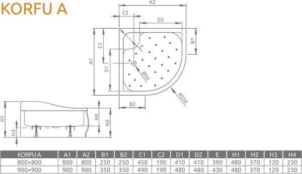 Душевой поддон Radaway Korfu A