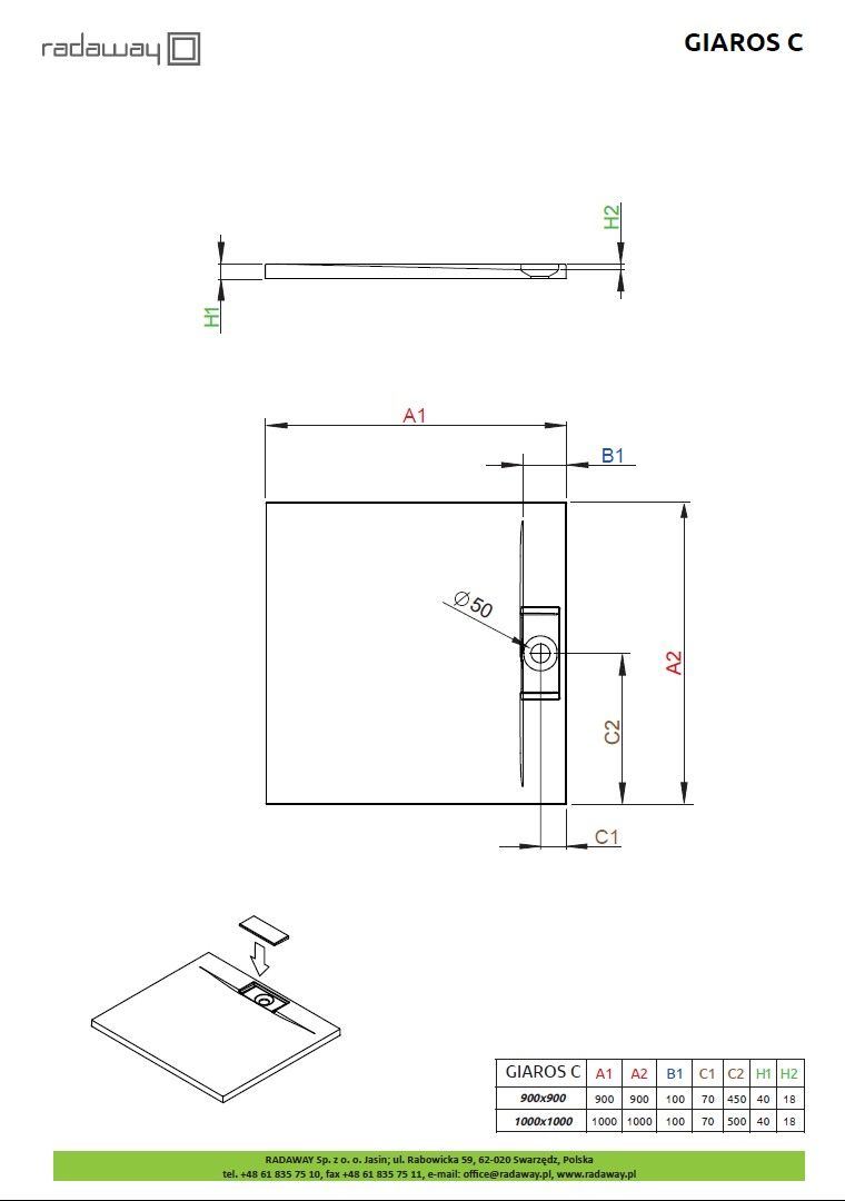Душевой поддон Radaway Giaros C