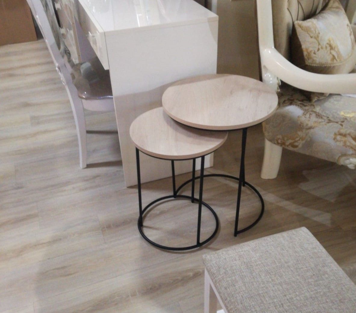 Столик журнальный Sheffilton SHT-CT7 дуб беленый/черный муар, 190222