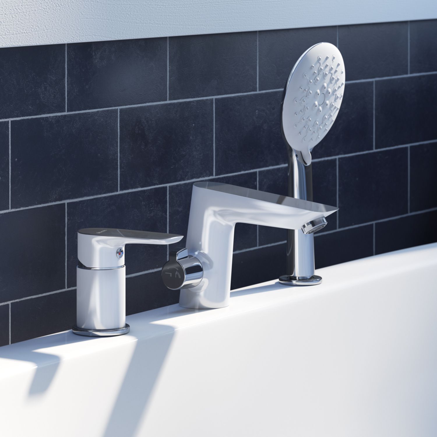 Смеситель на борт ванны на 3 отверстия с керамическим дивертором, Iddis Cloud, CLOSB30i07