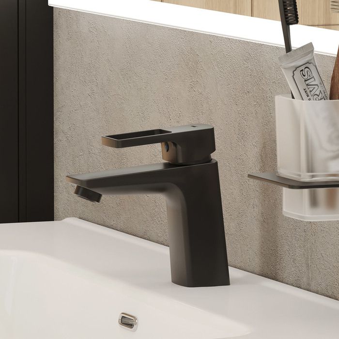 Смеситель для умывальника, черный матовый, Iddis Bild, BILBL00i01