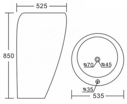 Раковина для ванной Ceramalux 52.5x52.5, 1001