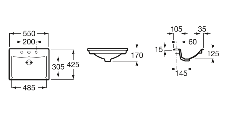 Раковина врезная Roca Diverta 55x42,5, 732711600Y