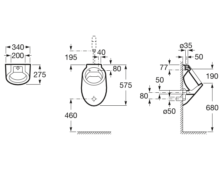 Писсуар Roca Spun верхний подвод воды, A353149000