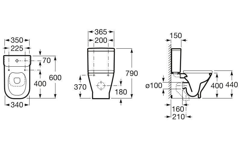 Унитаз напольный Roca The Gap Clean Rim с пневмокрышкой, 34273700H + 341730000 + 801732004