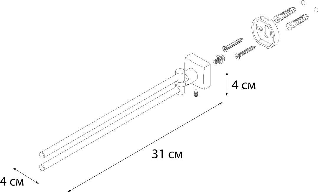 Полотенцедержатель рога 2-ой Fixsen Kvadro, FX-61302A