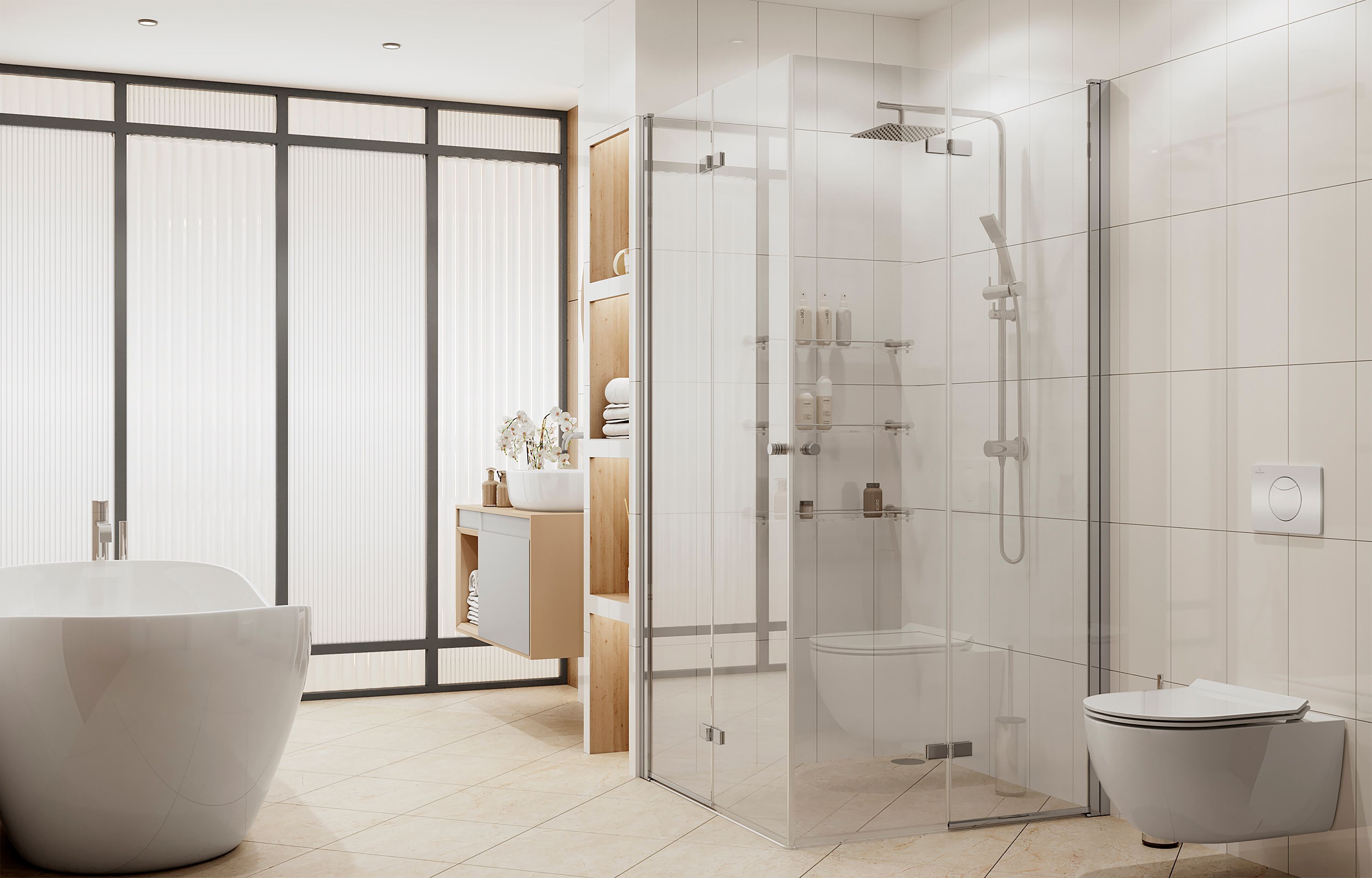 Квадратное душевое ограждение с распашными дверями Ambassador Nord