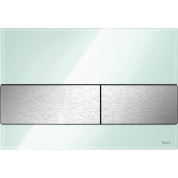 Кнопка смыва унитаза TECEsquare, стекло зеленое, клавиши сатин, 9240804