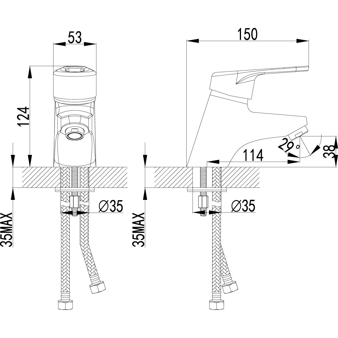 Смеситель для умывальника монолитный Lemark Luna, LM4106C