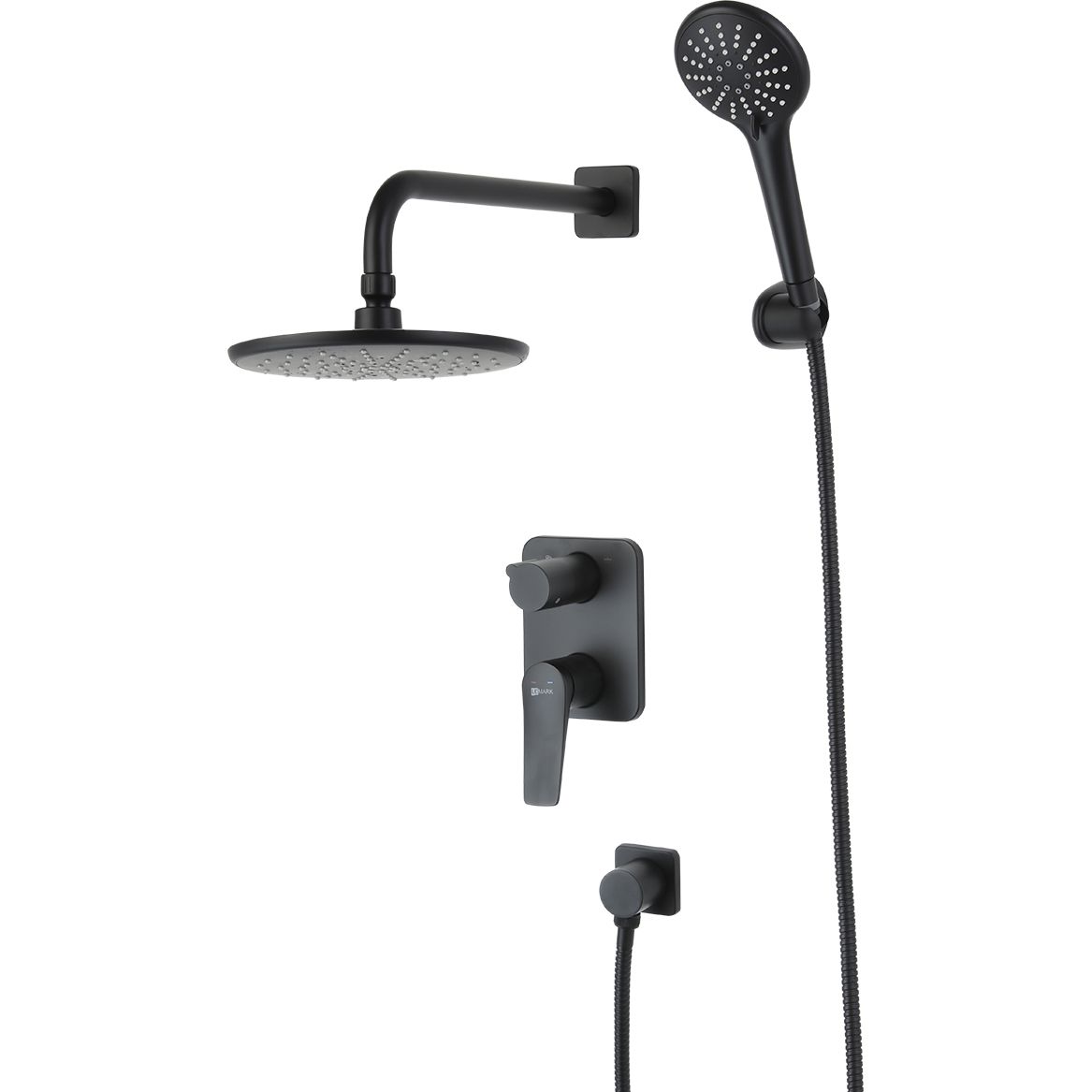Смеситель для душа встраиваемый с дополнительной 3-функциональной лейкой Lemark Bronx, LM3729BL