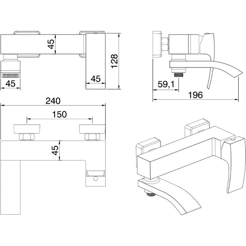 Смеситель для ванны Vivi Felice 2040B
