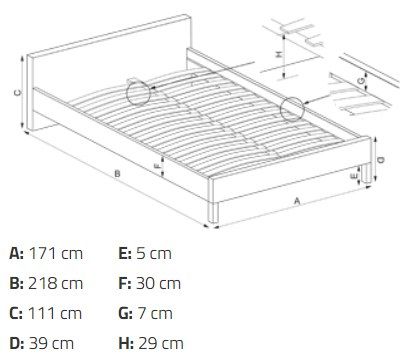 Кровать Halmar Sabrina серый/орех 160/200, V-CH-SABRINA-LOZ-POPIELATY