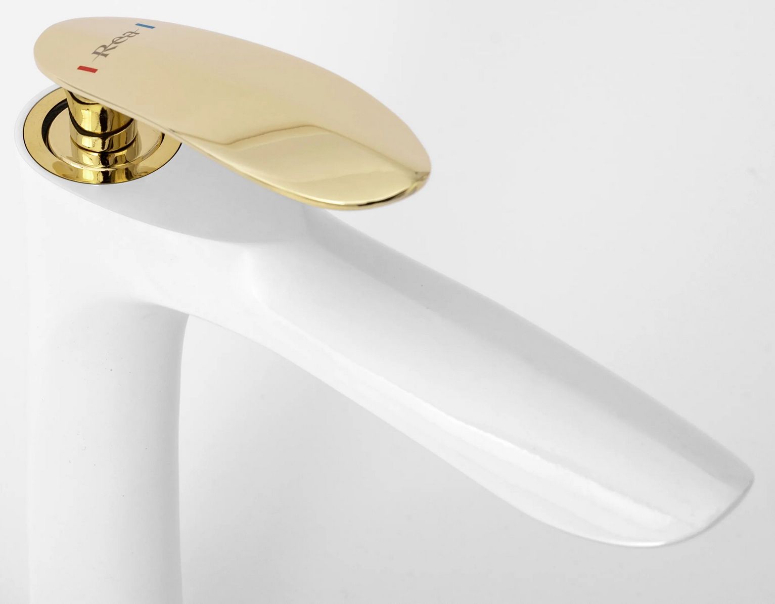Смеситель для умывальника высокий Rea Orbit White/Gold, REA-B2053