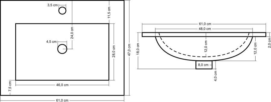 Умывальник Rea Dafne 61.5x46.5, REA-U0786