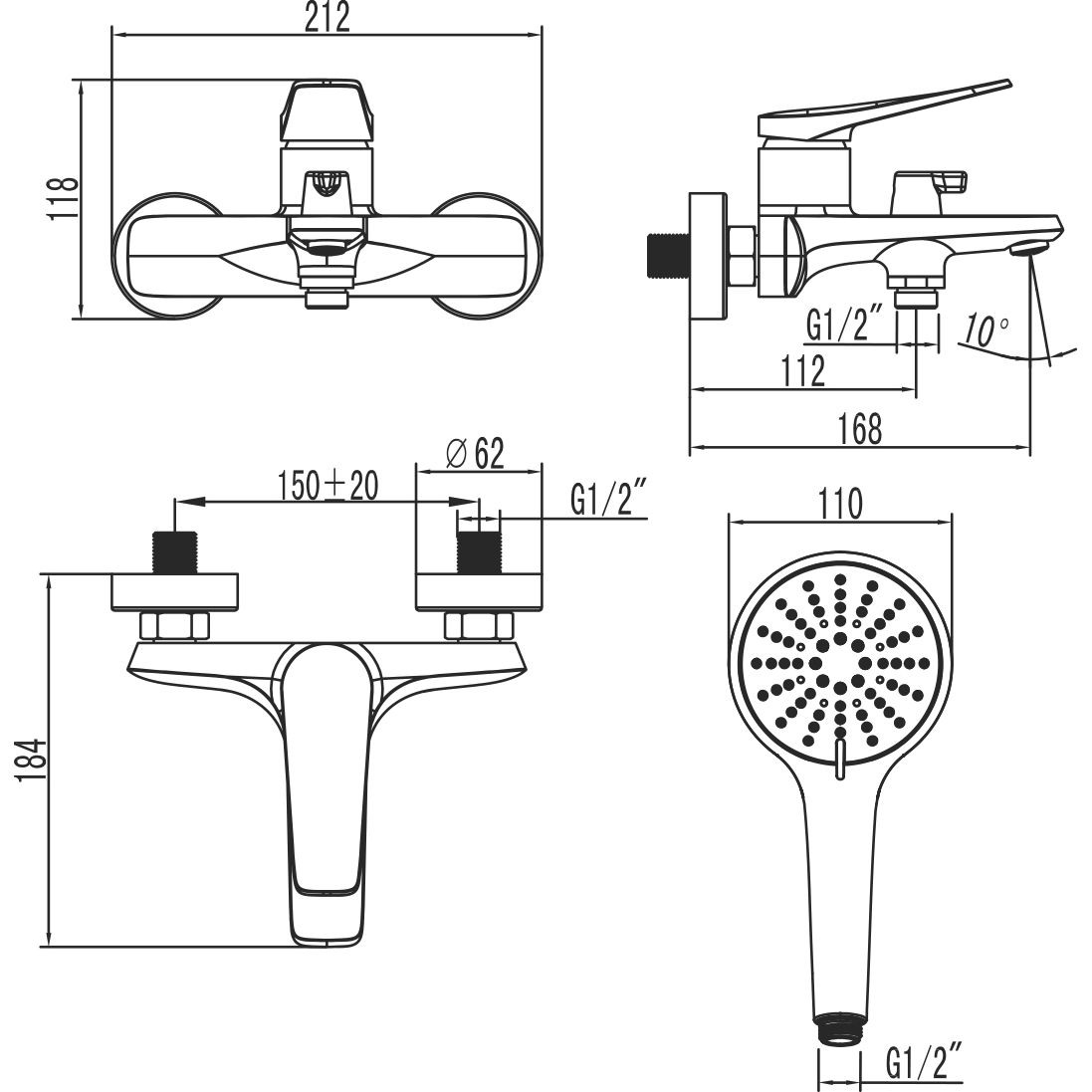 Смеситель для ванны с коротким изливом с аксессуарами Lemark Bronx, LM3714GM