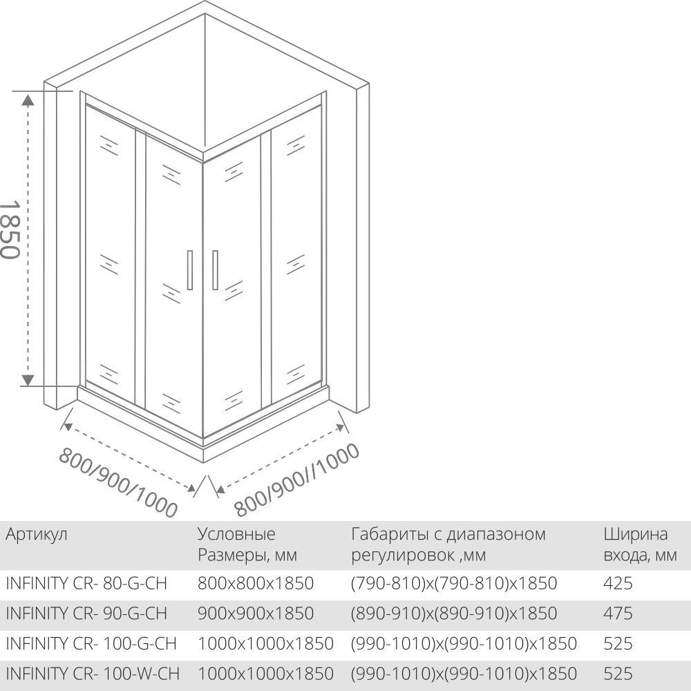 Душевой уголок Good Door INFINITY CR-90-G-CH