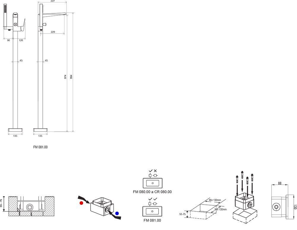 Смеситель напольный Ravak FM 081.00, X070079