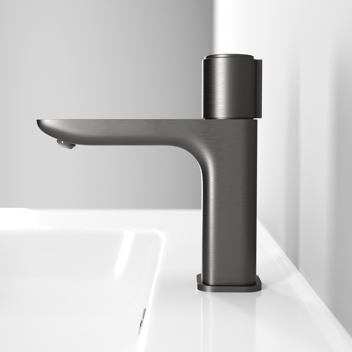 Смеситель для умывальника с управлением Push Control, графит, Iddis Slide, SLIGMBTi01