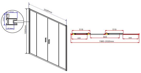 Душевая дверь Vincea Garda 200, VDS-1G2200CH
