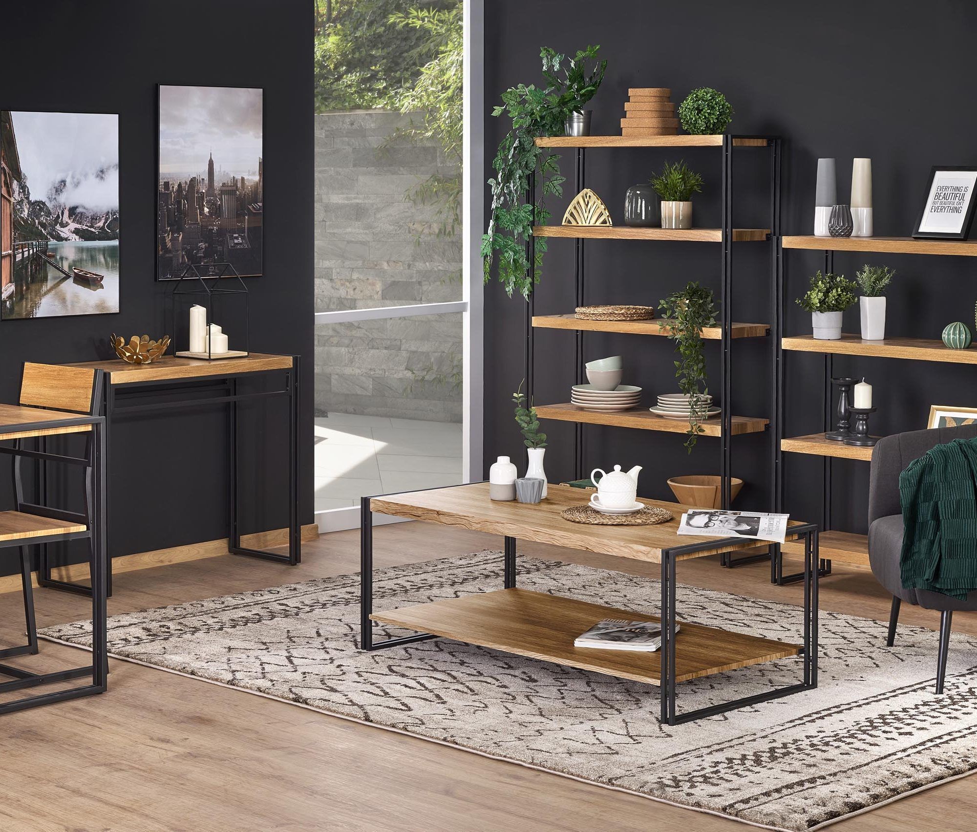 Комплект Halmar Bolivar (стол + 6 стульев) дуб золотой/черный, V-CH-BOLIVAR-ZESTAW