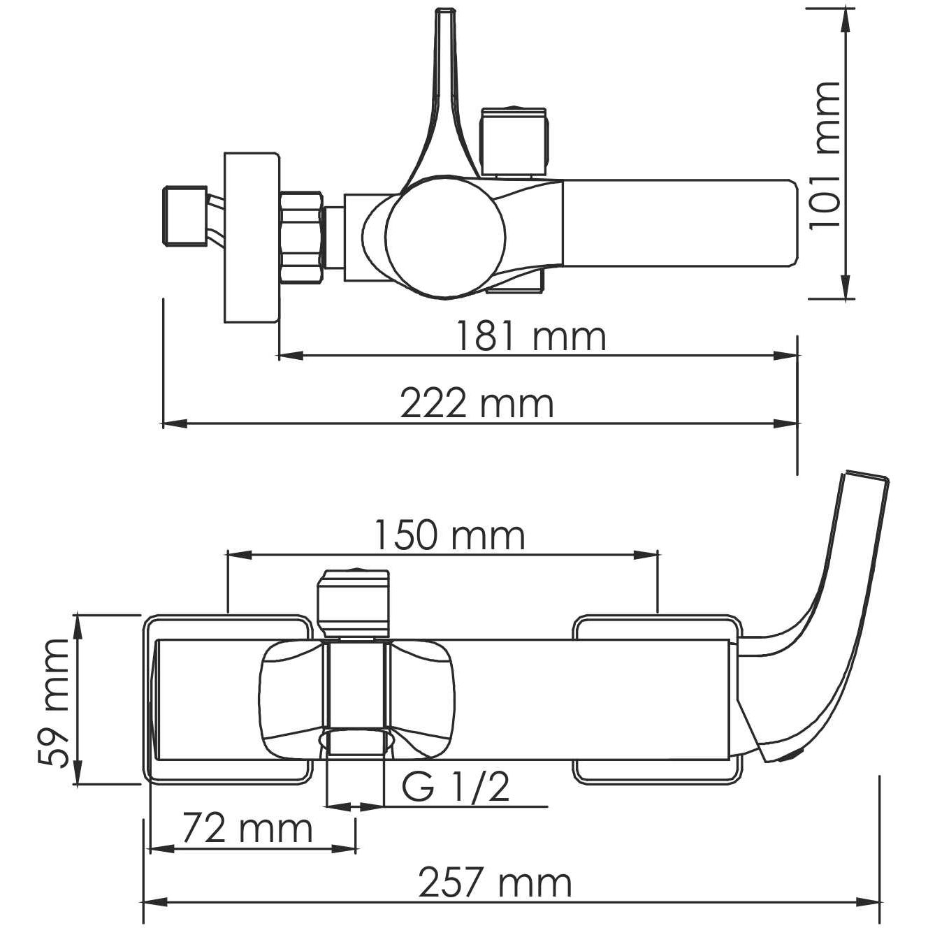 Смеситель для ванны с коротким изливом WasserKRAFT Sauer, 7101